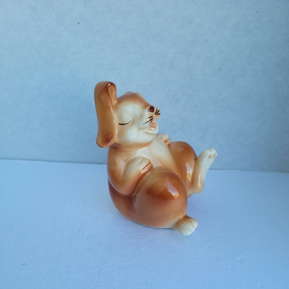 Vtg Quon Quon Brown Bunny Rabbit Ceramic Single Bookend, Kids, Nursery Decor